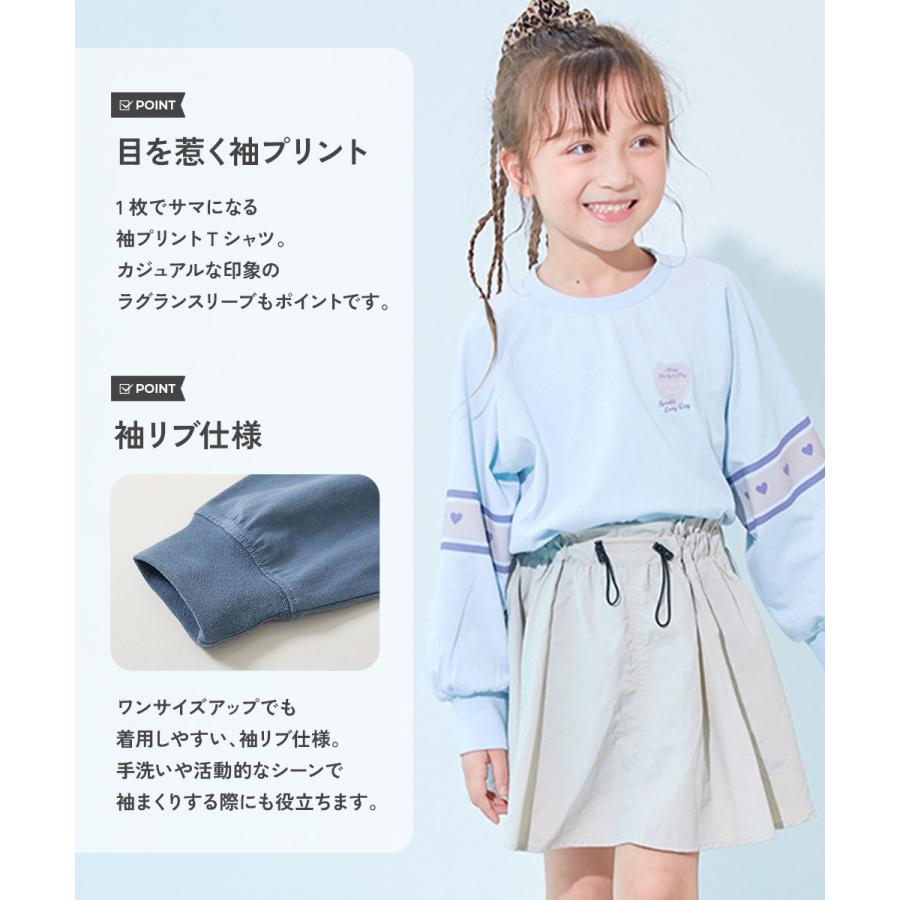 コットン オーバーサイズ ロンT 綿100％ デビラボ ガールズ 袖プリント BIGシルエット ラグラン 長袖Ｔシャツ キッズ 子供服 女の子  デビロック devirock | devirock | 22