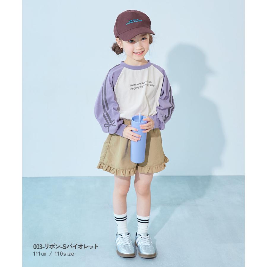 コットン オーバーサイズ ロンT 綿100％ デビラボ ガールズ 袖プリント BIGシルエット ラグラン 長袖Ｔシャツ キッズ 子供服 女の子  デビロック devirock | devirock | 24