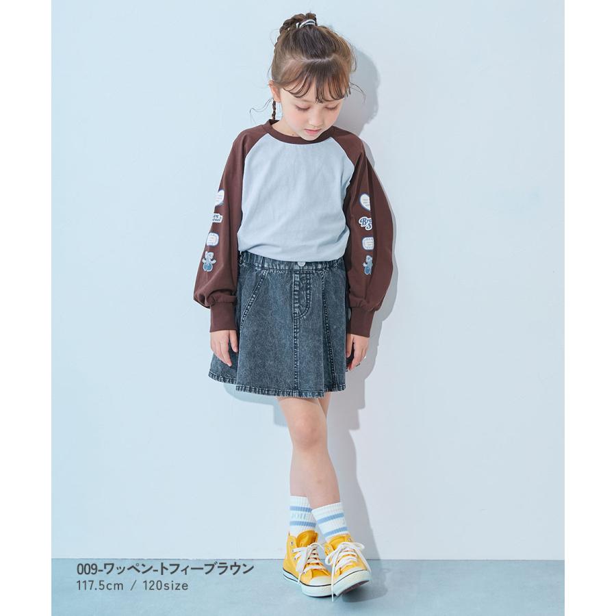 コットン オーバーサイズ ロンT 綿100％ デビラボ ガールズ 袖プリント BIGシルエット ラグラン 長袖Ｔシャツ キッズ 子供服 女の子  デビロック devirock | devirock | 25