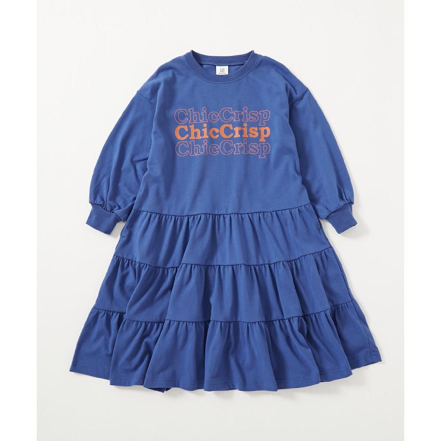 ロゴ プリント 長袖ワンピース ワンピース ふわっと裾ティアード プリント 長袖ワンピース キッズ 子供服 女の子  デビロック devirock | devirock | 14