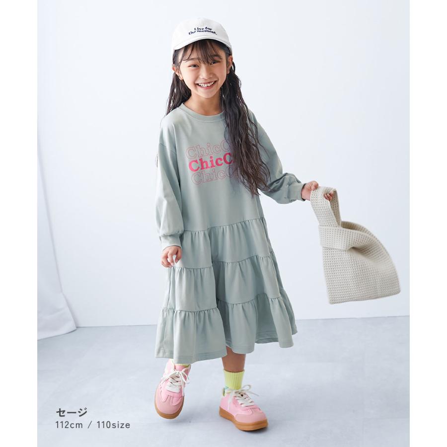 ロゴ プリント 長袖ワンピース ワンピース ふわっと裾ティアード プリント 長袖ワンピース キッズ 子供服 女の子  デビロック devirock | devirock | 08