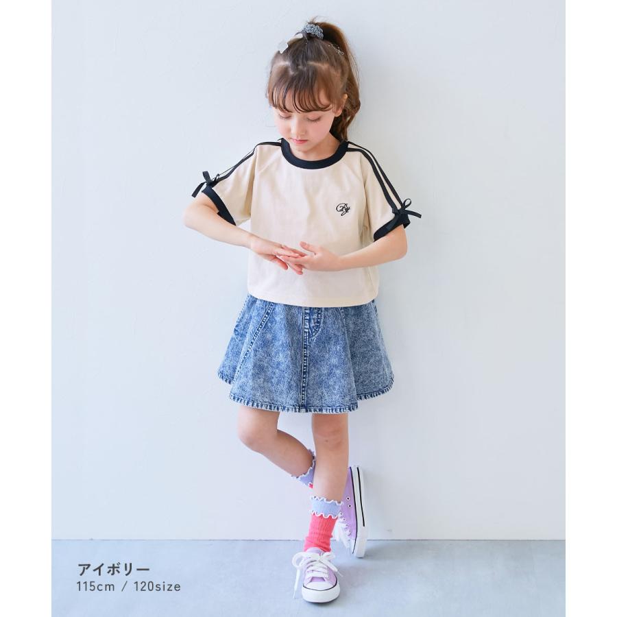 devirock（デビロック） Tシャツ トップス リボン付き サイドライン