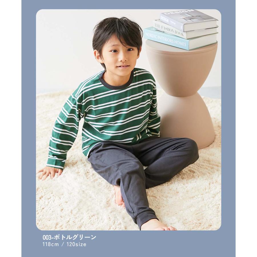 パジャマ 長袖パジャマ ルームウェア 長袖ルームウェア 綿100％ やわらか ボーダー 長袖パジャマ キッズ 子供服 男の子 女の子  デビロック devirock | devirock | 14