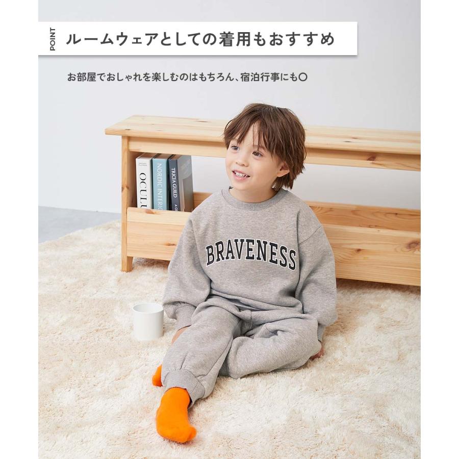 パジャマ 長袖パジャマ ルームウェア 長袖ルームウェア 【普段着でもルームウェアでも】ぽかぽか裏起毛 カレッジロゴ セットアップ   デビロック devirock | devirock | 14