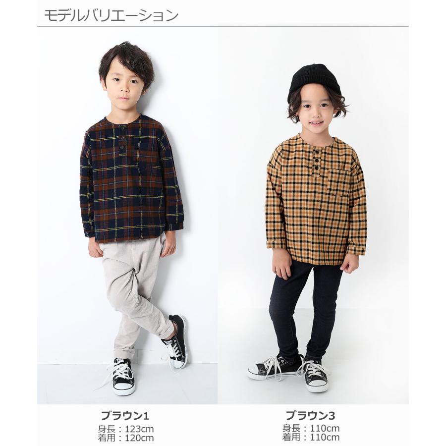 【アウトレット/返品不可】  子供服 ブラウス キッズ ヘンリーネックチェックシャツ 男の子 女の子 トップス 長袖 長そで ブラウス devirock｜devirockstore｜15