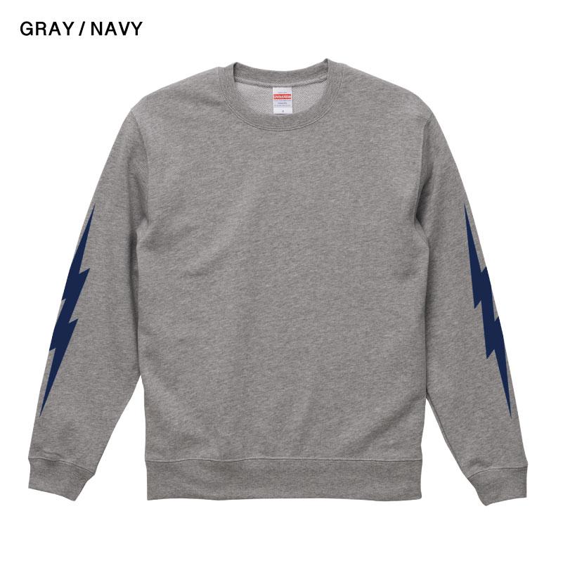 INAZUMA 稲妻 袖プリント クルーネックスウェット 裏パイル トップス