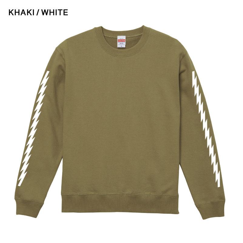 Lightning 袖プリント クルーネックスウェット 裏パイル トップス