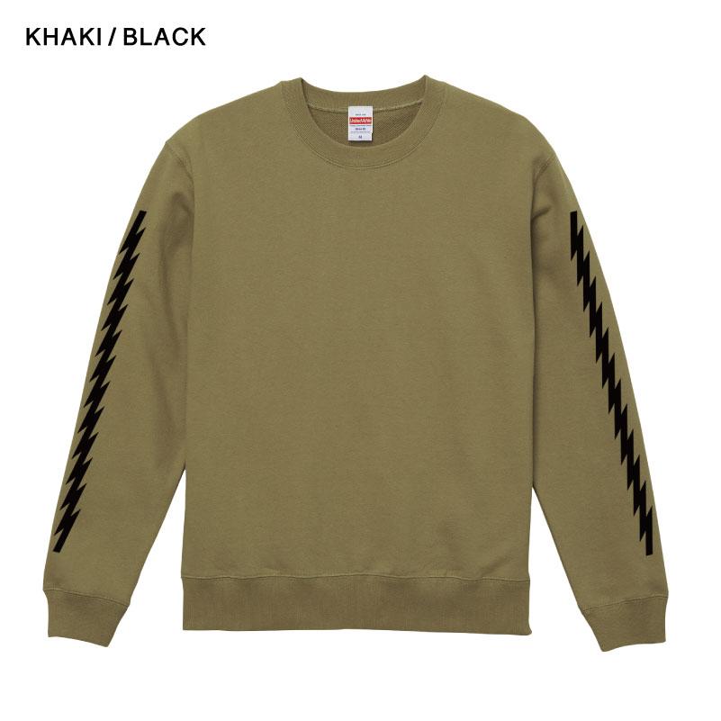 Lightning 袖プリント クルーネックスウェット 裏パイル トップス