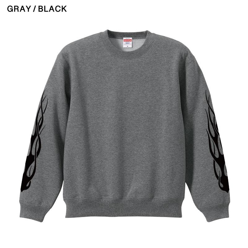 イグニス ファイヤー 裏起毛 クルーネックスウェット 袖プリント