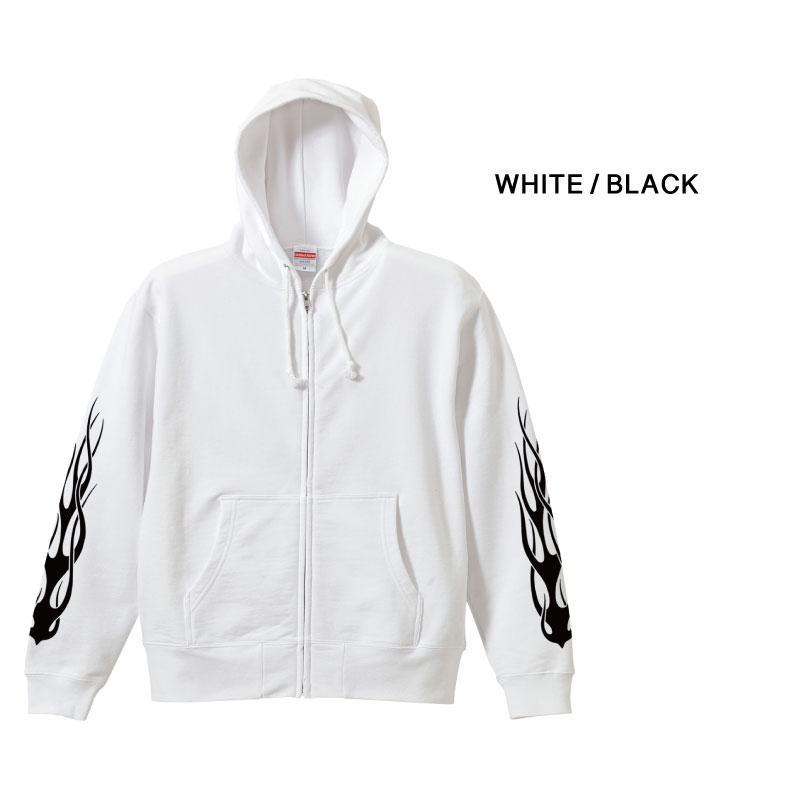 zipパーカー 裏パイル 袖プリント イグニス ファイヤー トップス