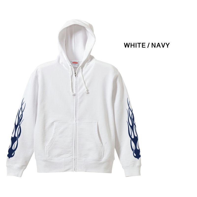 zipパーカー 裏パイル 袖プリント イグニス ファイヤー トップス