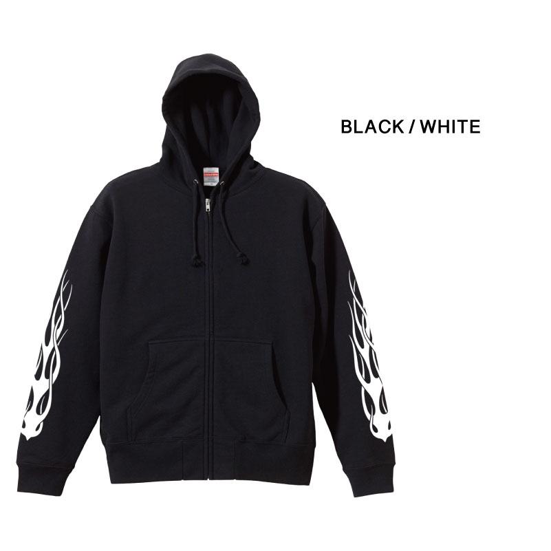 zipパーカー 裏パイル 袖プリント イグニス ファイヤー トップス