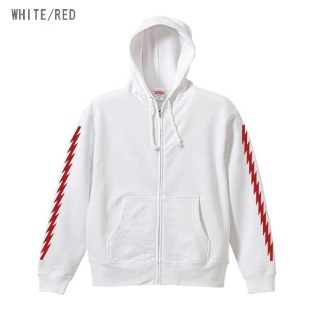 zipパーカー 裏パイル 袖プリント ライトニング 稲妻 トップス メンズ