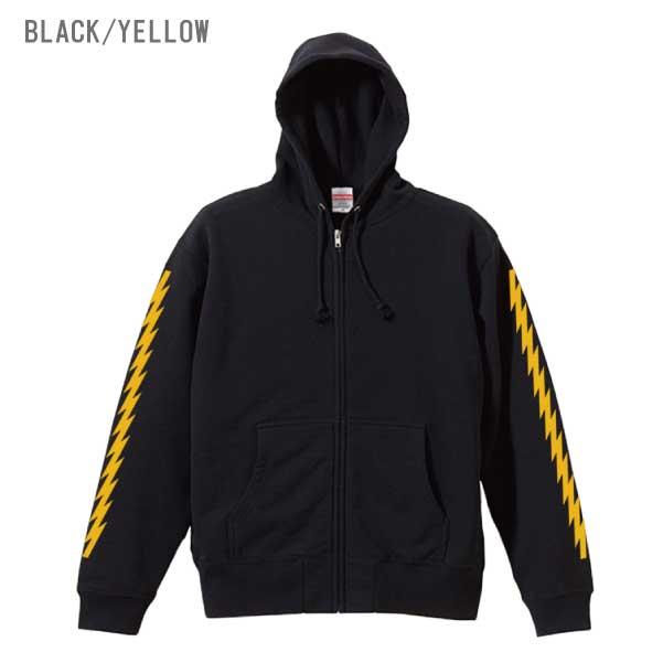 zipパーカー 裏パイル 袖プリント ライトニング 稲妻 トップス メンズ