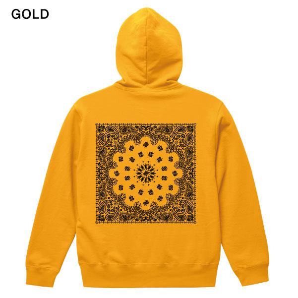 zipパーカー 裏パイル ペイズリー バンダナ バックプリント トップス