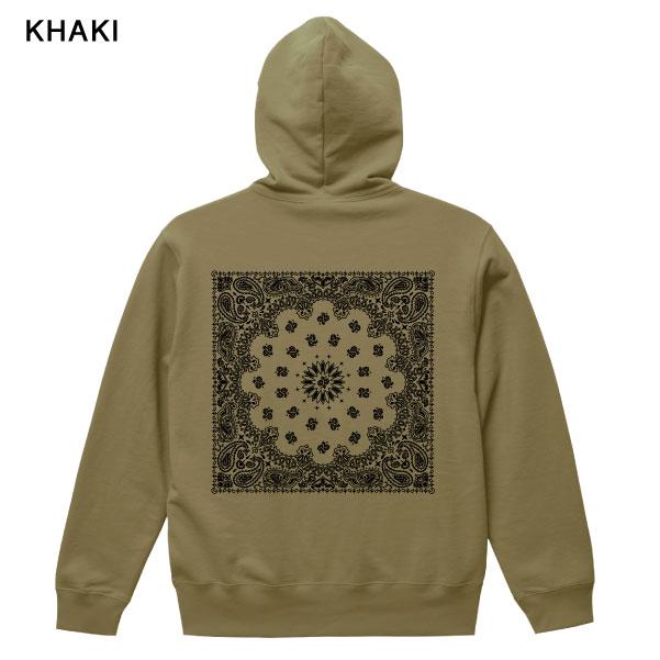 バンダナ柄ジップパーカー　ストリートy2ksupreme zipパーカー 裏パイル ペイズリー バンダナ バックプリント