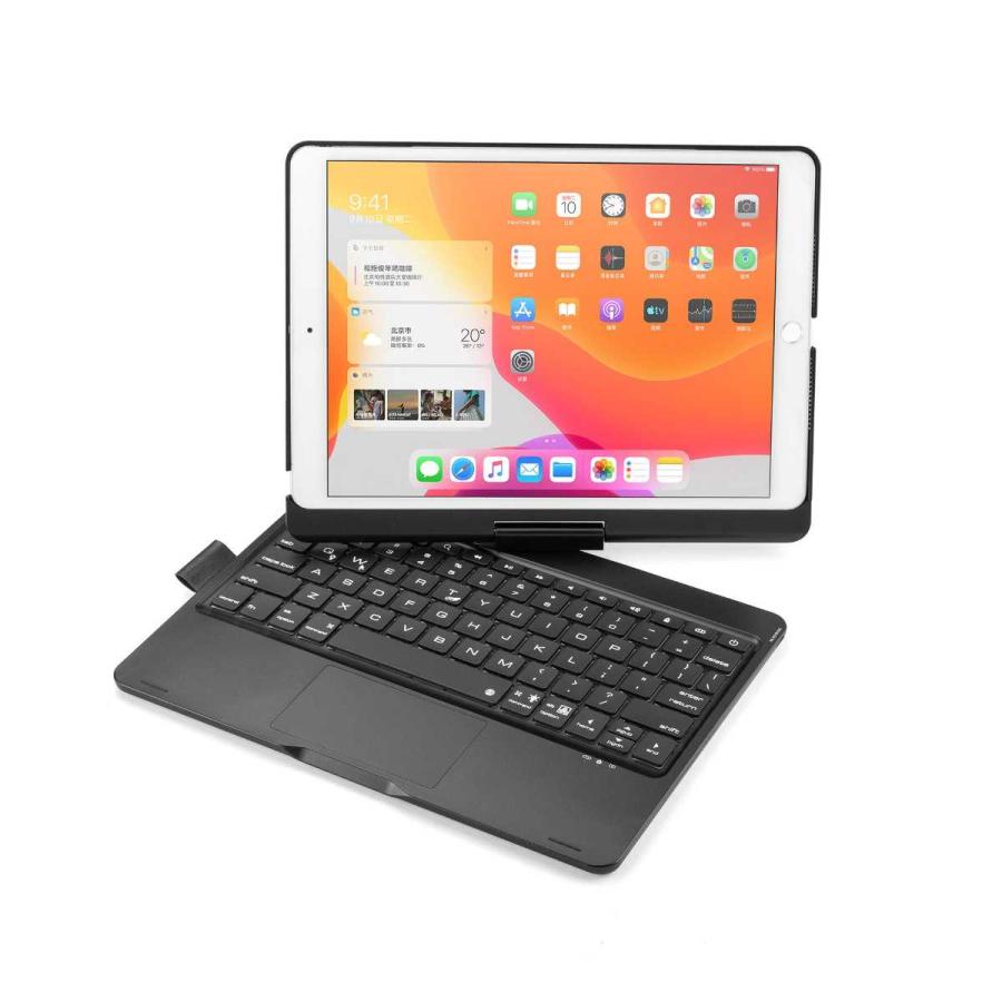 iPad 10.2 / Air 3 / Pro 10.5 ケース｜第9/8/7世代対応｜キーボード付き トラックパッド搭載 360°回転 折りたたみ式 バックライト付 ペンホルダー内蔵