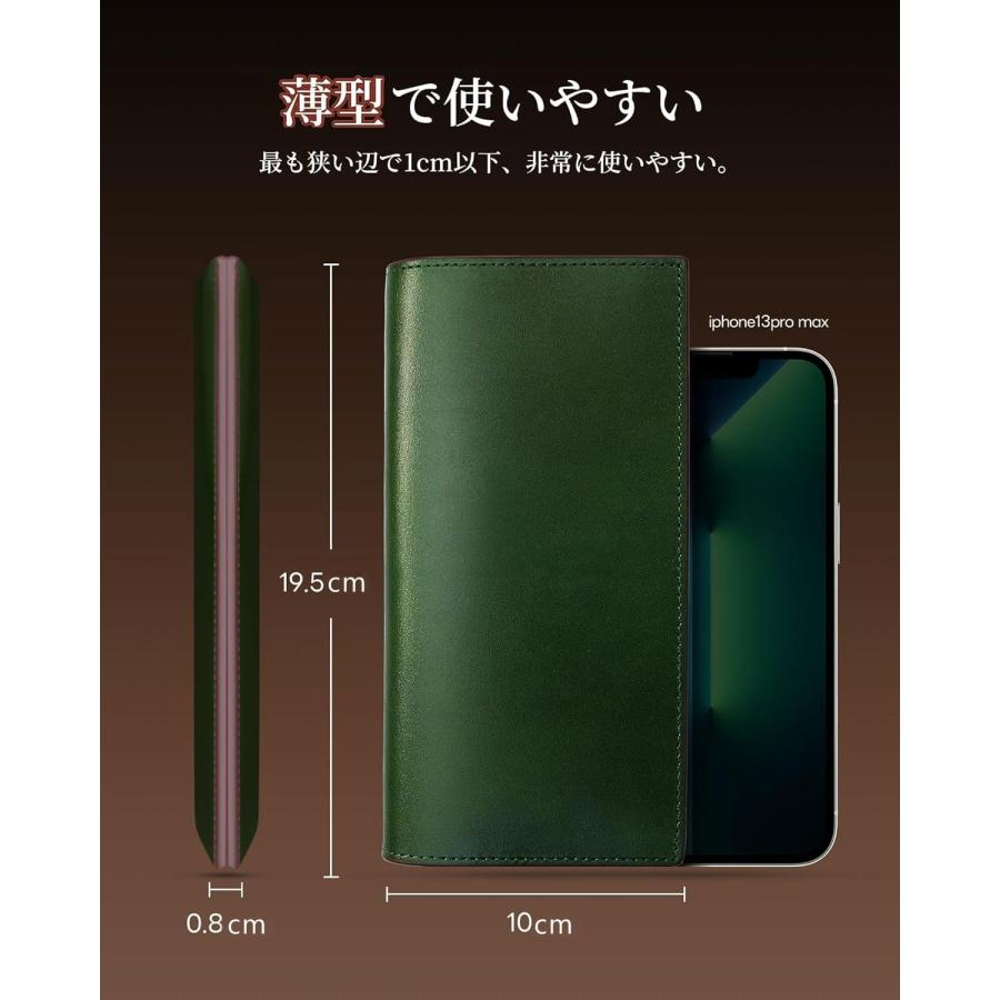 長財布 メンズ 栃木レザー 本革 薄型 大容量 YKKファスナー ラウンドファスナー 小銭入れ_3