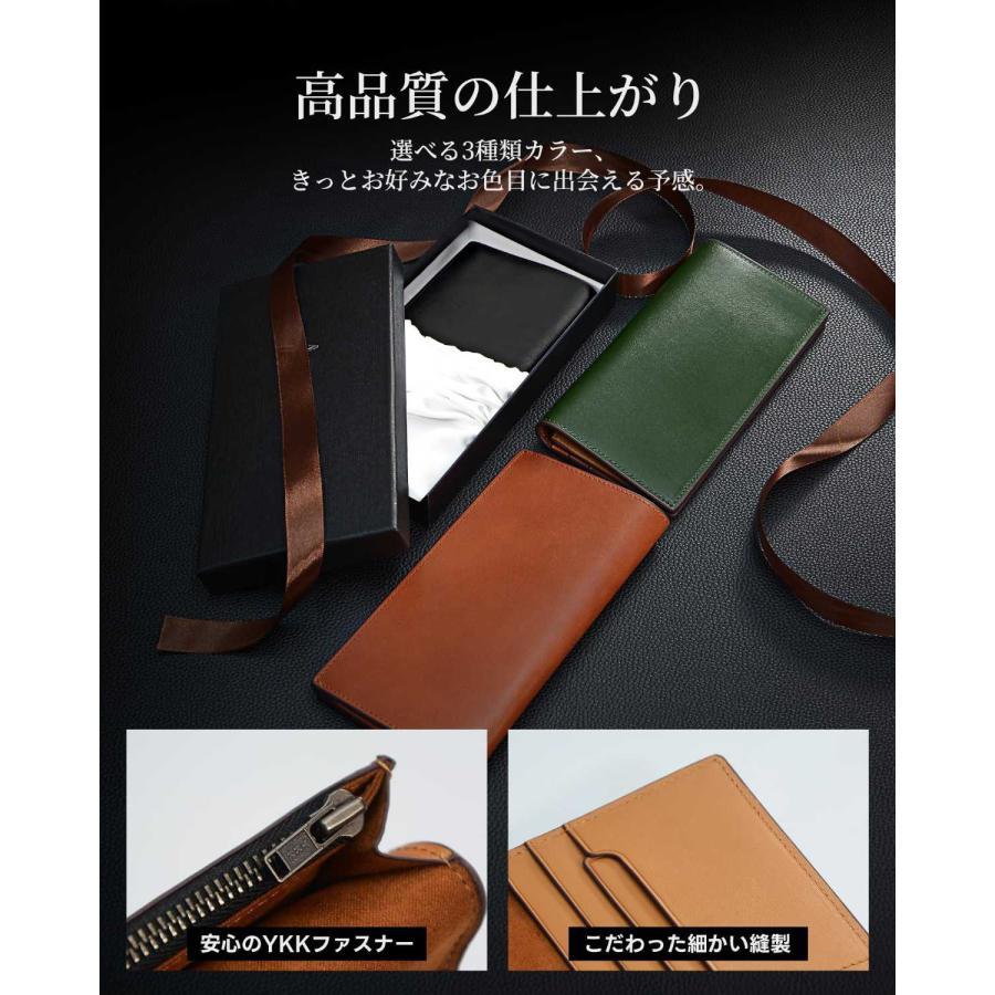 長財布 メンズ 栃木レザー 本革 薄型 大容量 YKKファスナー ラウンドファスナー 小銭入れ_4