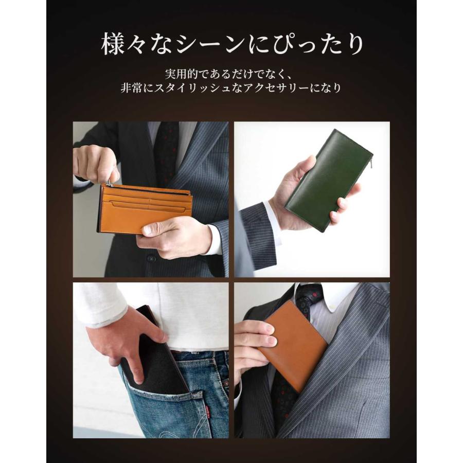 長財布 メンズ 栃木レザー 本革 薄型 大容量 YKKファスナー ラウンドファスナー 小銭入れ_5