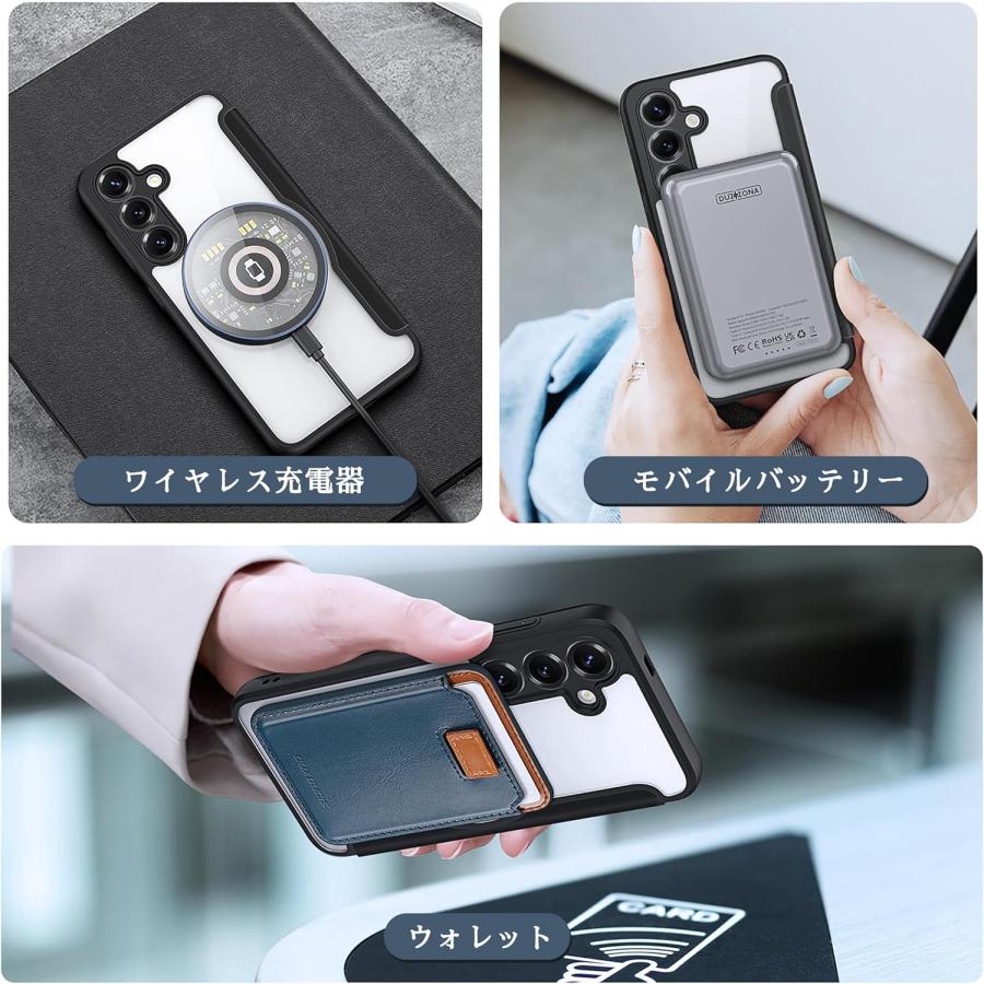 Galaxy S25 Ultra ケース 手帳型 MagSafe対応 背面クリア カード収納