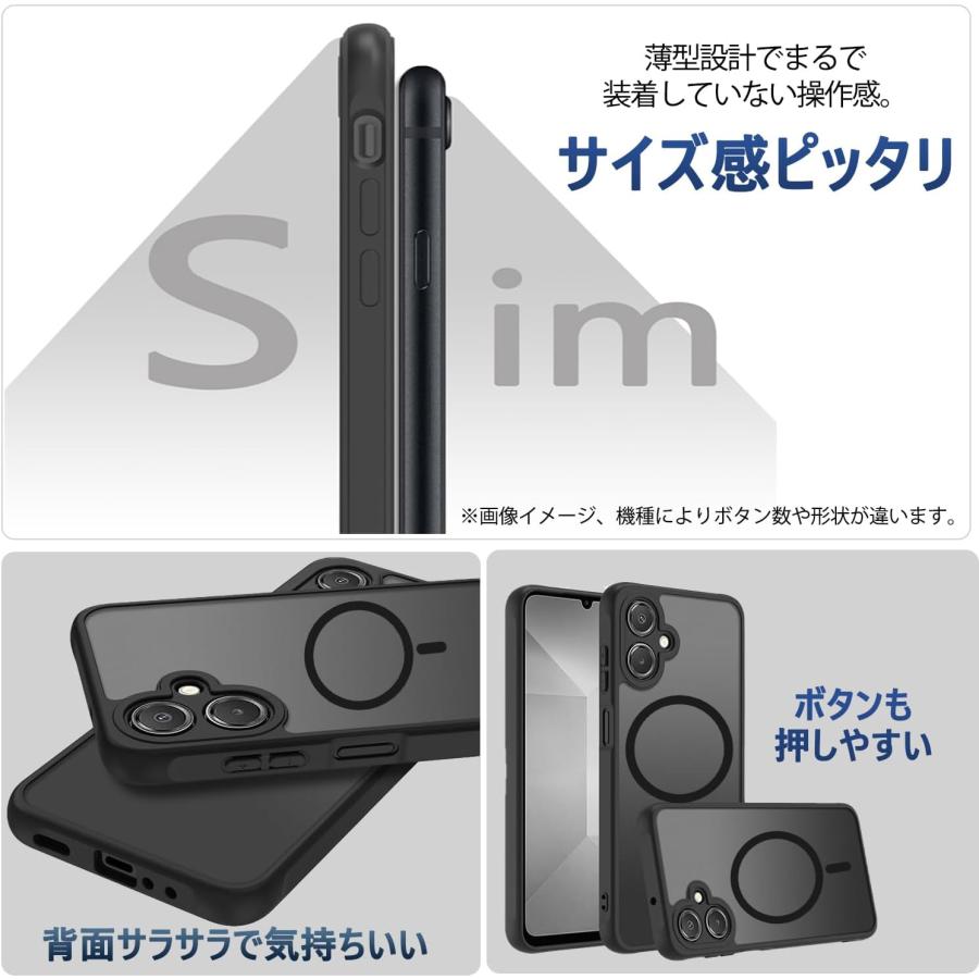 Galaxy A25 ケース ガラスフィルム付き MagSafe対応 マット 半透明