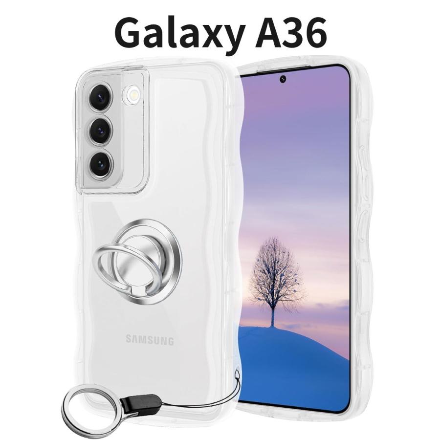 Galaxy A36 5G SC-54F ケース クリア リング付き TPU うねうね波 