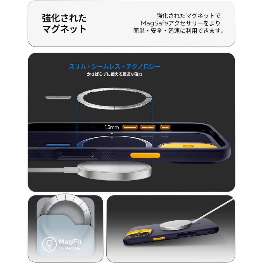 iPhone 17 ケース MagSafe対応 Spigen 米軍MIL規格 ストラップホール付 ナノポップ マグフィット ブルーベリーネイビーの画像
