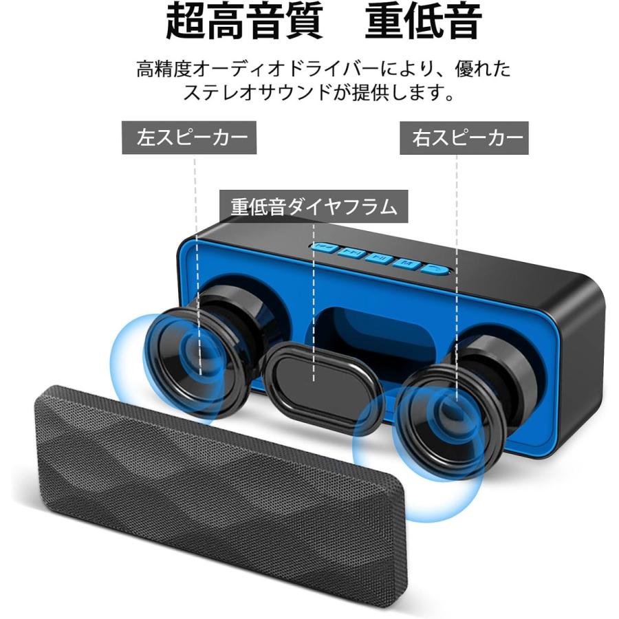 ブルートゥース スピーカー Bluetooth 5.3 高音質 ステレオ Bluetooth スピーカー Bluetooth5.3 ワイヤレススピーカー TWS対応 TF