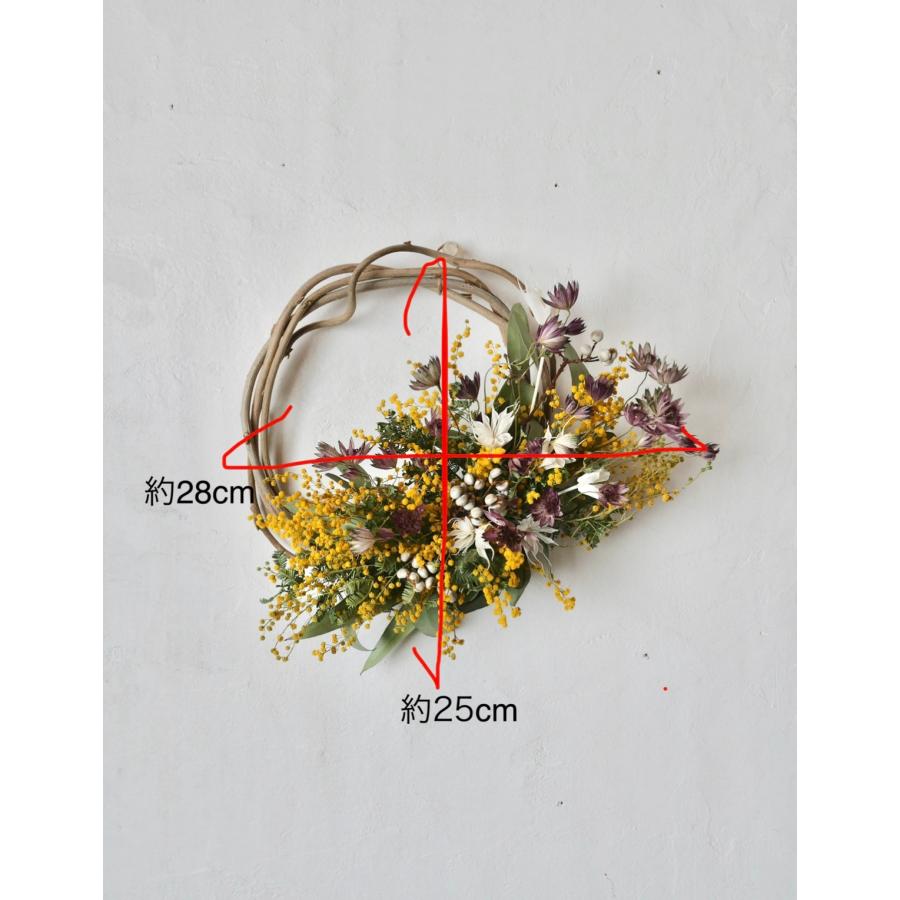 ミモザと草花のドライフラワーリース壁掛けインテリア・送別ギフト |  | 04