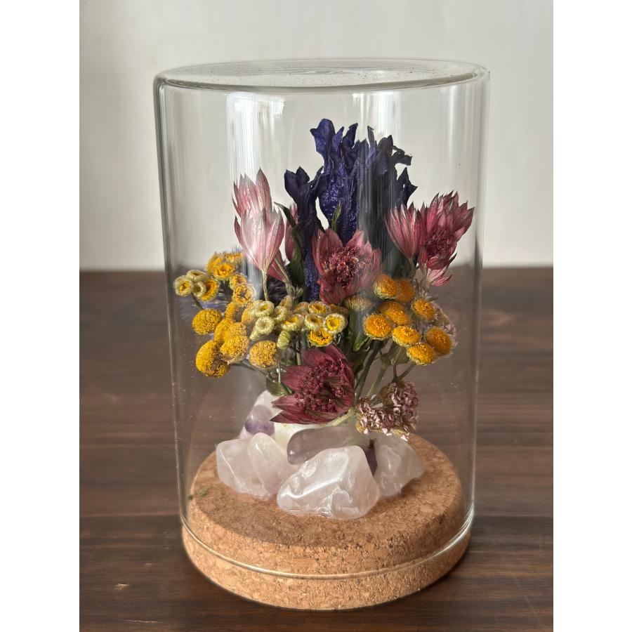 ナチュラルドライフラワーと鉱石のガラスドーム　インテリアフラワー　フラワーギフト |  | 04