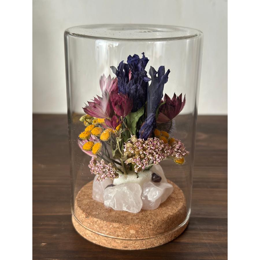 ナチュラルドライフラワーと鉱石のガラスドーム　インテリアフラワー　フラワーギフト |  | 05