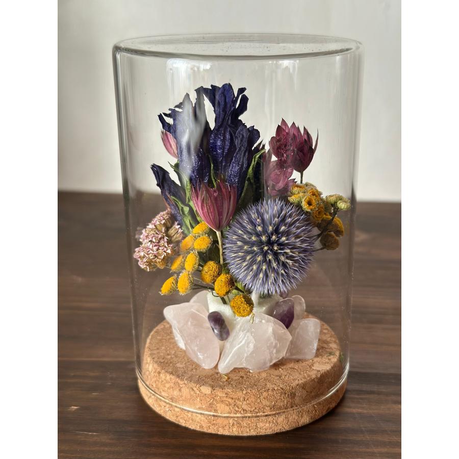 ナチュラルドライフラワーと鉱石のガラスドーム　インテリアフラワー　フラワーギフト |  | 06