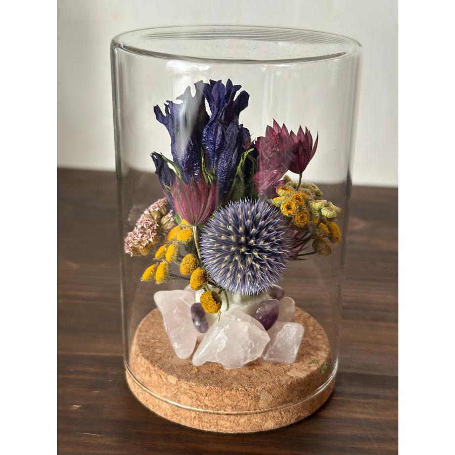 ナチュラルドライフラワーと鉱石のガラスドーム　インテリアフラワー　フラワーギフト |  | 03