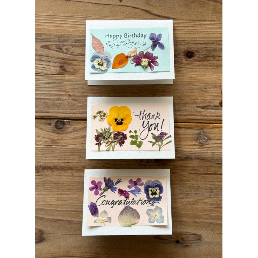 押し花のメッセージカード  贈り物に添えるだけで、心のこもった特別な一枚 | 