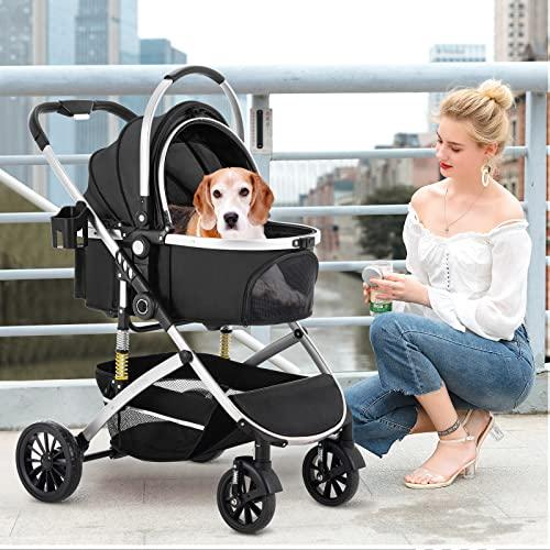 HRKING ペットカート 取り外し 分離型 ペットバギー 3way 折りたたみ 対面式 4輪 ペットカート 取り外し 分離型 ペットバギー 3way 折りたたみ 対面式 4輪 ペット用品