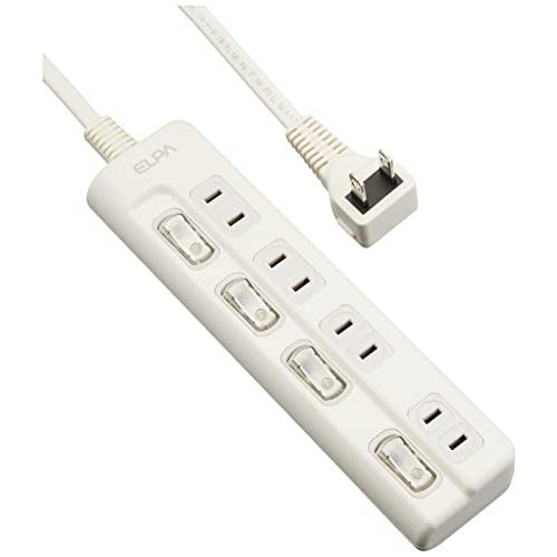エルパ (ELPA) スイッチ付タップ コンセント 延長コード LED 上差し 4個口 3ｍ W | 