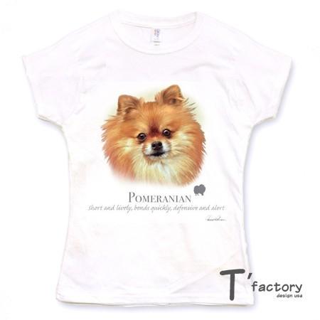 【レディース】ポメラニアン　犬　動物Tシャツ【Lサイズ】｜dgmode