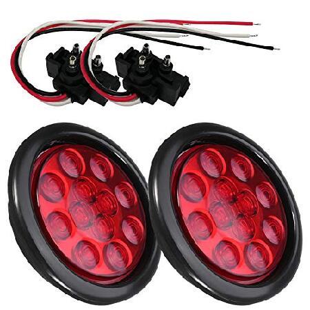 2-Pack Red LED Trailer Lights – 4-Round Stop/Turn/Tail Lights With Mounting Brackets 7 thumbnail image