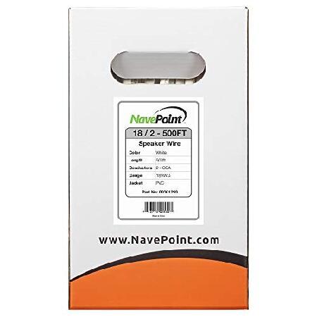 NavePoint 500フィート 壁 オーディオ スピーカー ケーブル ワイヤー CL2 18/2 AWG ゲージ 2コンダクター バルク ホワイト 