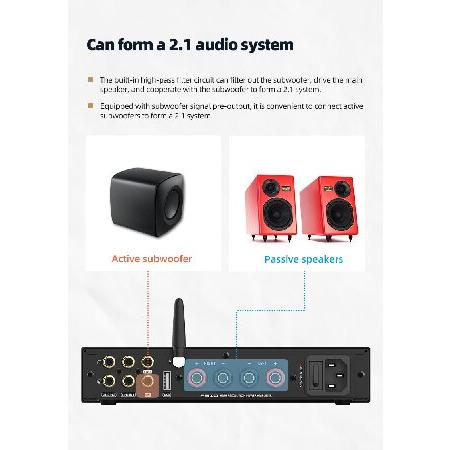 S.M.S.L A300 パワーアンプ BTLモード Bluetooth5.0 AMP RCA USB デジタルアンプ ハイレゾオーディオ リモコン付き パワーアンプ パワーアンプ
