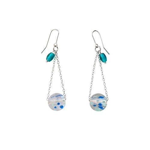 [ピープルツリー] People Tree マーブルガラスビーズドロップピアス ブルー系 197065