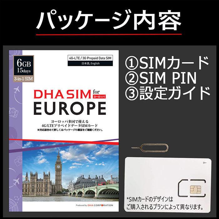 ヨーロッパ simカード 15日間 6GB プリペイドsim 簡単設定 説明書付 5G/4G回線 データ通信専用 simフリー端末のみ対応 イギリス フランス イタリア｜dhacorp｜02