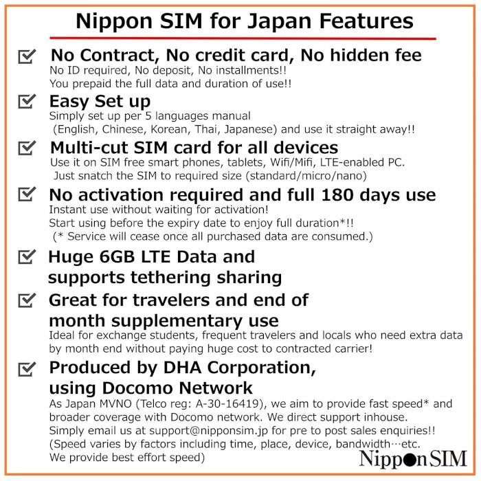 プリペイドsim 日本 simカード 180日間 6GB フルMVNO ドコモ通信網 4G/LTE回線 3in1 データ通信専用 simフリー端末のみ対応 テザリング可｜dhacorp｜06