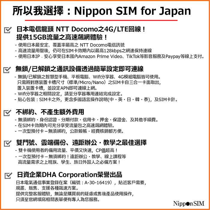 プリペイドsim 日本 simカード 180日間 15GB ドコモ通信網 4G/LTE回線 マルチカットsim データ通信専用 simフリー端末のみ対応 テザリング可｜dhacorp｜06