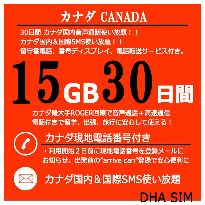 カナダ simカード 30日間 15GB プリペイドsim 簡単設定 説明書付 5G/4G回線 simフリー端末のみ対応 カナダ現地電話番号付