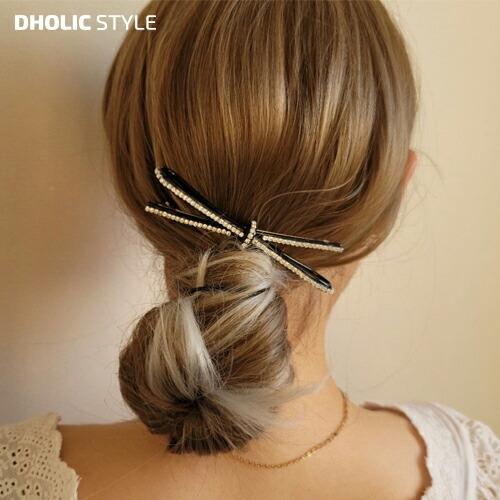 韓国 ヘアアクセサリー バレッタ ヘアピン リボン ビッグ 大きい ヘアアレンジ アップスタイル シニョンスタイル キュービック カジュアル 春 秋 Dholic 通販 Paypayモール