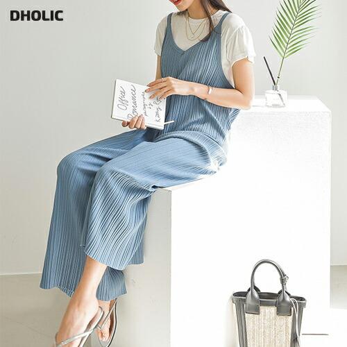 プリーツオールインワン P レディース Pt 韓国 ファッション オールインワン ロング 限定価格セール ストレート ワイドパンツ サロペット パンツ ジャンプスーツ