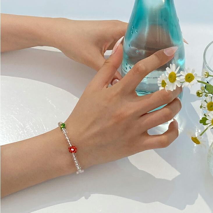 アクセサリー ジュエリー ブレスレット 花柄 フラワー フローラル モチーフ ビーズ クリーム マルチトーン 春 夏 Dholic 通販 Paypayモール