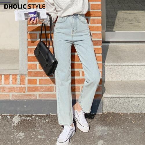レディース 韓国 ファッション ボトムス デニム ジーンズ ジーパン パンツ ロング ハイウエスト ハイライズ ストレート ビンテージ ライトデニム カジュアル 夏 Dholic 通販 Paypayモール